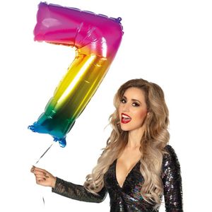 Regenboog Cijfer Ballon 7 Jaar 86cm