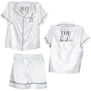 Bruidspyjama - Wit - Katoen - Set met Vrijgezellenfeestpyjama's