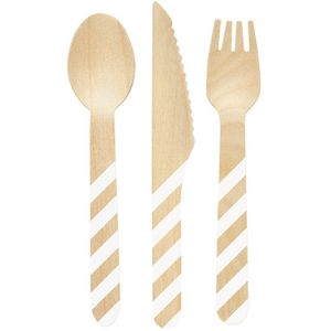 Houten Bestek Wit 4 delig