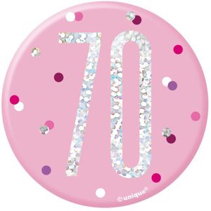 Button 70 Jaar Roze 7cm