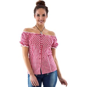 Carmenblouse rood-wit ruit, striklint