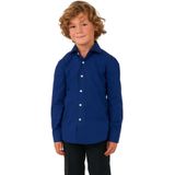 OppoSuits Shirt - Navy Royale Kids - Jongens Overhemd - Effengekleurd - Blauw - Maat: EU 92/98 - 2 Jaar