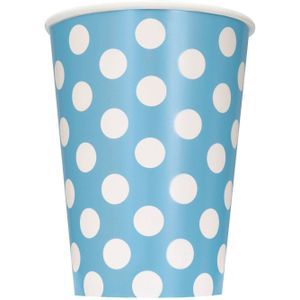 Lichtblauwe Bekers Stippen 355ml 6st