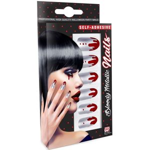 Halloween - Nepnagels - Zilver - Bloed Effect - Set Kunstnagels