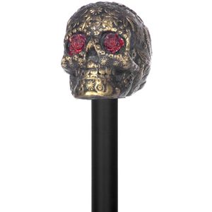 Zwart Gouden Wandelstok Doodshoofd