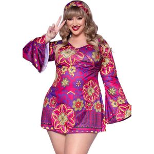 Hippie - Jurk - Paars Roze - Dames - Leg Avenue