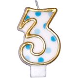 Kaars 3 Jaar Blauwe Stippen 8,5cm