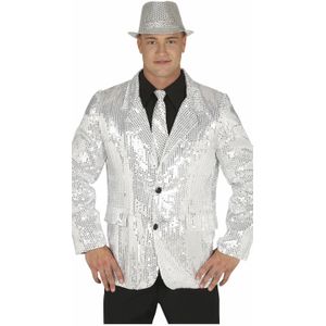 GUIRCA - Zilveren Pailletten Kostuumjasje - Heren - Zilver - Pailletten