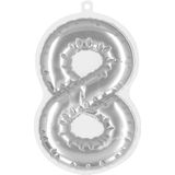 Zilveren 8 Jaar Stickers Folieballon 20cm