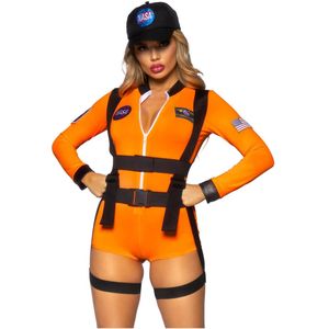 Astronauten Pak Oranje Dames Bodysuit Leg Avenue