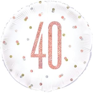Helium Ballon 40 Jaar Rose Goud 45cm leeg
