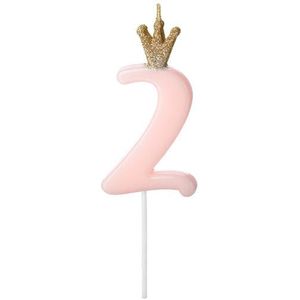 Kaars 2 Jaar Lichtroze 9,5cm