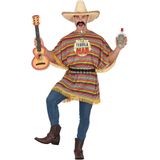 Tequila Man - Kostuum - Kleurrijk Gestreept - Poncho met Riem
