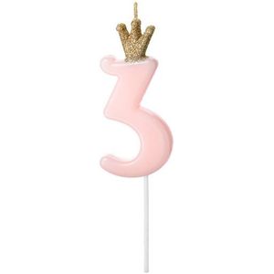Kaars 3 Jaar Lichtroze 9,5cm