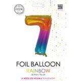 Folieballon Cijfer 7 Regenboog Transparant 66cm