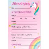 Unicorn Uitnodigingen Gekleurd 6st