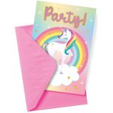 Unicorn Uitnodigingen Gekleurd 6st
