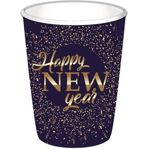 Haza Original Feestbekers Happy New Year 250 Ml Blauw 8 Stuks