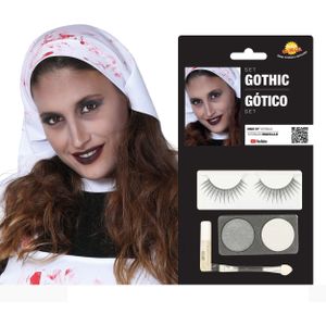 Make-Up Set Goth Zilver Wit 4 delig