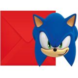 Uitnodigingskaarten - Sonic - 6 stuks