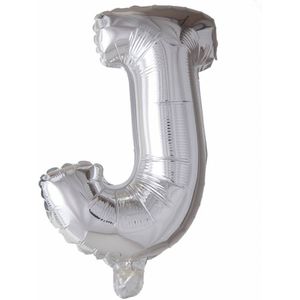 Folie Ballon Letter J Zilver XL 102cm leeg