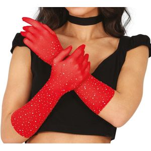 Rode Handschoenen Glitters 30cm