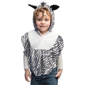 Boland - Zebra Poncho - Kinderkostuum - Zwart/Wit - Capuchon Met Oren