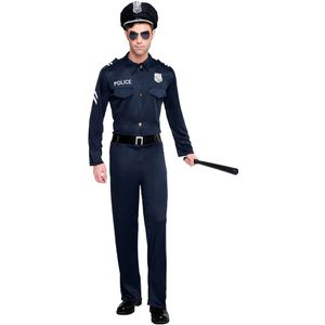 Politie Kostuum Zwart Blauw Heren