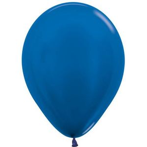 Ballonnen Metallic Blue 12cm 50st