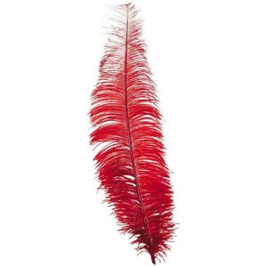 Grote struisvogelveer/pietenveer - rood - 40 cm - Charleston/jaren 20/twenties thema verkleed accessoire