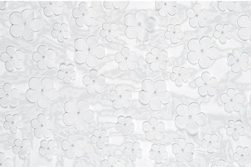 PartyDeco - Tafelloper - Wit - 5 m x 26 cm - Decoratiestof met Bloemenpatroon