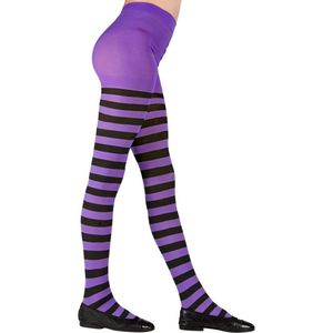 Paars Zwarte Panty Kind Gestreept