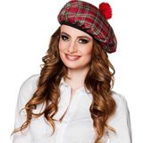Feesthoed - Rood - Kunststof - Schotse Tartan Ruit