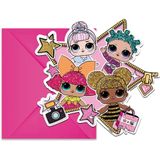 Procos - Uitnodigingen - Lol Glitterati - Papier Roze - 6 stuks met envelop.