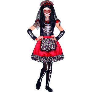 Dia De Los Muertos Jurk Zwart Rood Meisje