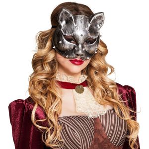 Steampunk - Kat - Carnavalsmasker - Metallic - Stevig Plastic