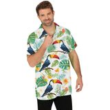 Partychimp - Tropical Party Hawaii Blouse - Groen - Polyester - Toekan Print