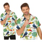 Partychimp - Tropical Party Hawaii Blouse - Groen - Polyester - Toekan Print