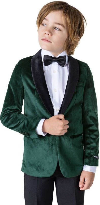 Blazer - Donker Groen - 100% Fluweel Polyester - Slim Fit