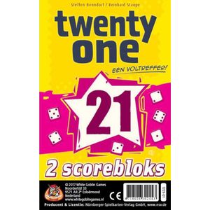 White Goblin Games dobbelspel Twenty One (21) - Leeftijd 8+ | 2-6 spelers | Inclusief 2 scorebloks met 160 blaadjes