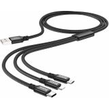 Hoco X14-3B 3 in 1 Charge&Synch Kabel Zwart Lightning+Micro+USB-C