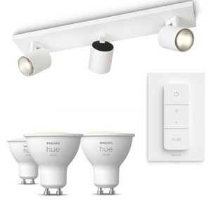 Philips Runner Opbouwspots 3-pack In Wit + Dimmer Switch + GU10-lampen Met Wit Licht
