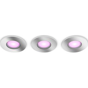Philips Hue Xamento badkamerinbouwspot - wit en gekleurd wit - 3-pack - chroom - rond