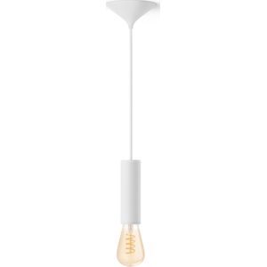 Philips Bundel: Witte Medium Pendellamp Koord - 3D Geprint Voor Filamentlampen + Warm Tot Koelwit Licht ST72 Edison Filamentlamp
