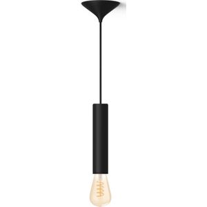 Philips Bundel: Zwarte Large Pendellamp Koord - 3D Geprint Voor Filamentlampen + Warm Tot Koelwit Licht ST72 Edison Filamentlamp
