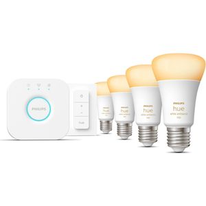 Philips Hue White Ambiance Starterkit: 4 E27 Slimme Lampen (1100) + Dimmer Switch