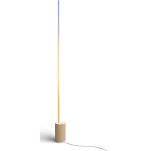 Philips Hue Gradient Signe Vloerlamp - Wit en Gekleurd Licht - Houtkleurig