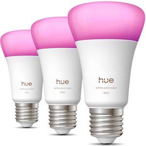 Philips - Hue - Slimme LED A60 Lamp - Wit en Gekleurd Licht - E27 Fitting - 3-pack