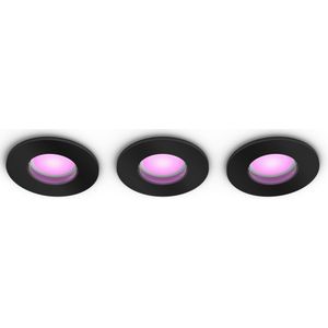 Philips Hue Xamento badkamerinbouwspot - wit en gekleurd licht - 3-pack - zwart - rond