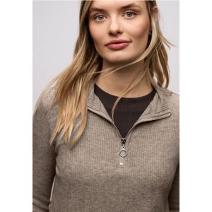 Street One Dames Shirt met geribde structuur in Bruin, in size: 34